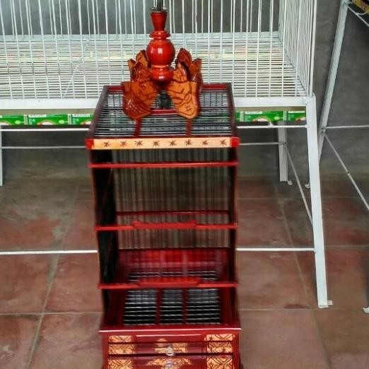 Kandang Burung Ukir Semar Kayu Jati Utk Pleci ,Ciblek Dll