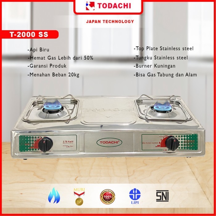 Kompor Gas Todachi 2 Tungku Stainles T-2000