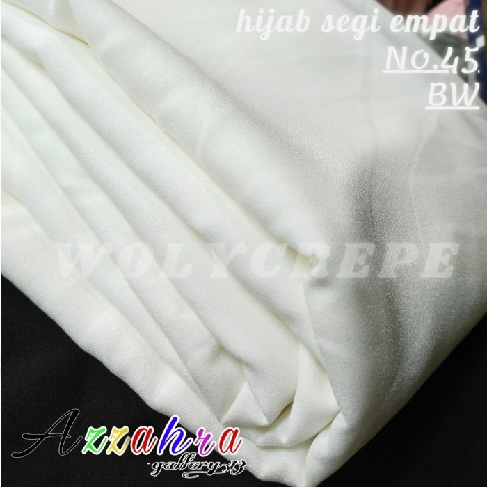 SALE!! JILBAB HIJAB KERUDUNG SEGI EMPAT WOLYCREPE NO.45 PUTIH TULANG