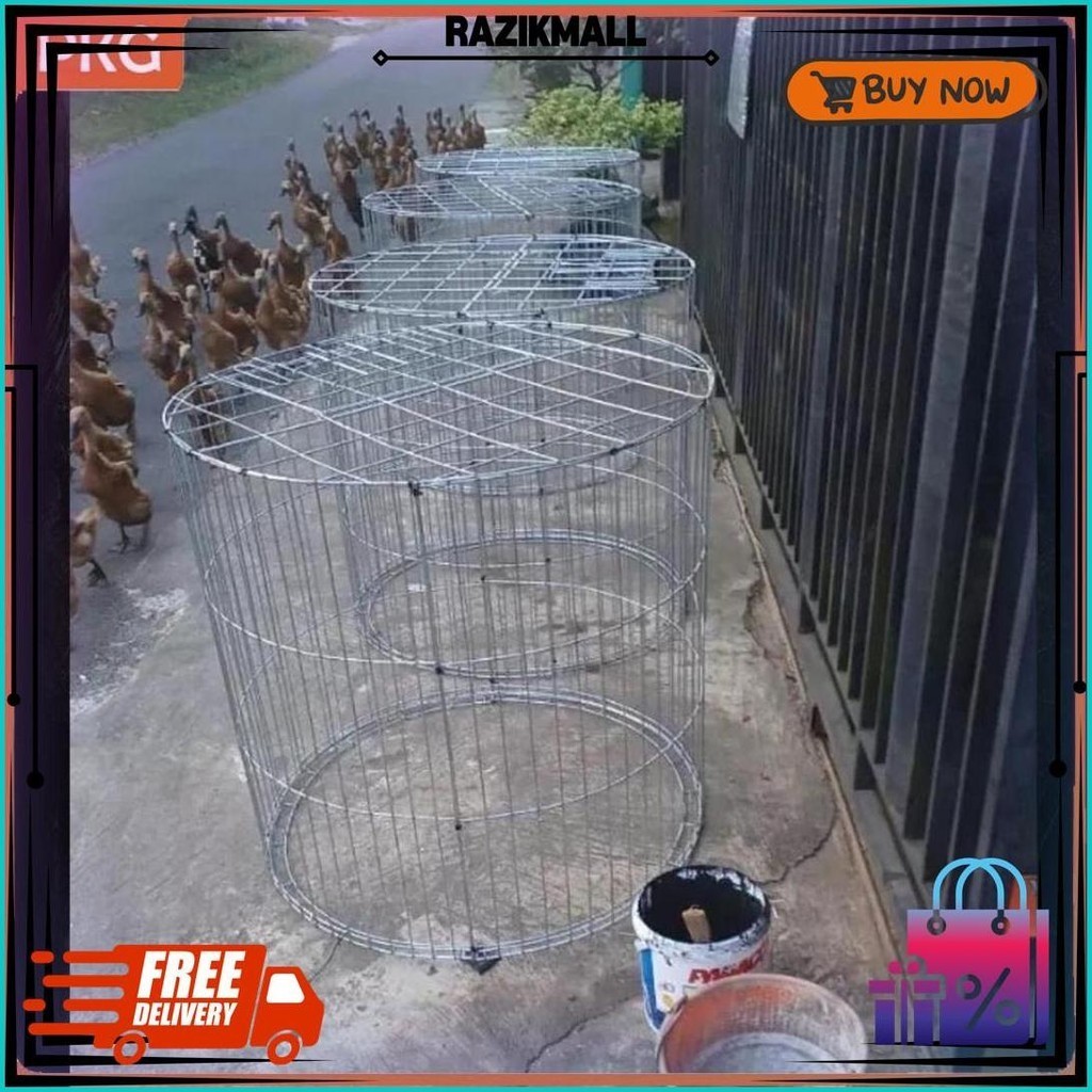 Kandang Bulat Besi Galvanis Anti Karat Untuk Ayam Jago Bangkok | Kurungan Lipat Lingkaran Bisa Bongk