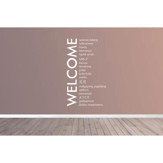 

Stiker welcome multi bahasa selamat datang wall sticker dinding cafe