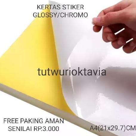 

kertas stiker mengkilap/glossy a4 isi 100 lembar/stiker label a4