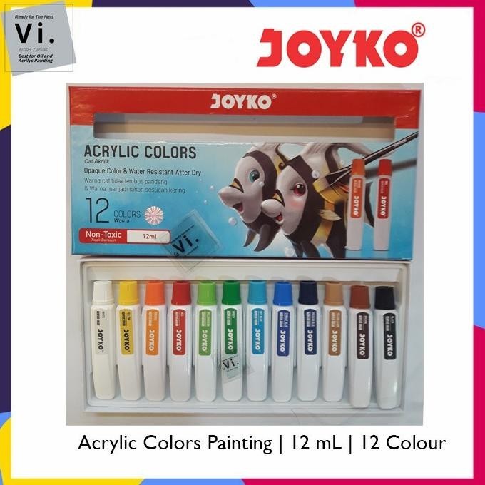 

Cat Acrylic set Titi 12 warna Joyko