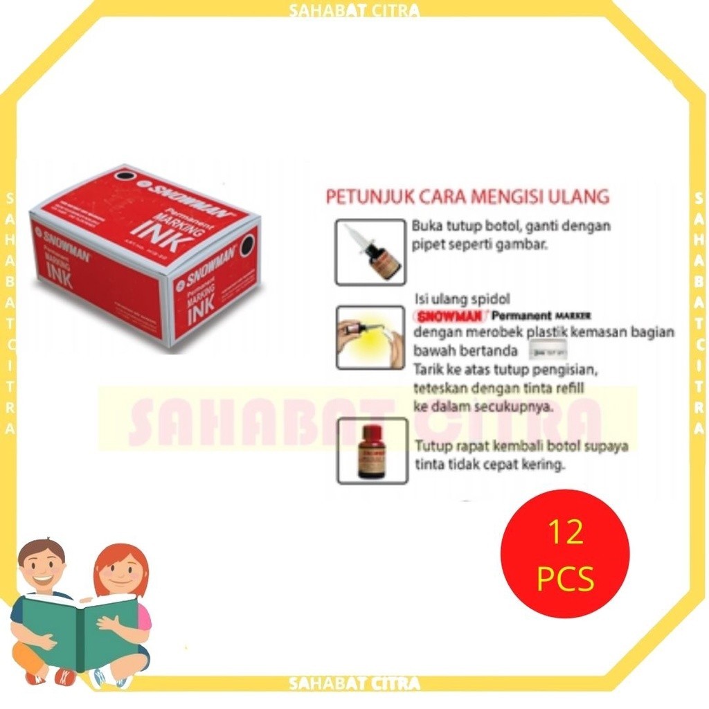 

REFILL SPIDOL PERMANENT SNOWMAN LSN ISI 12 PCS 白板墨水