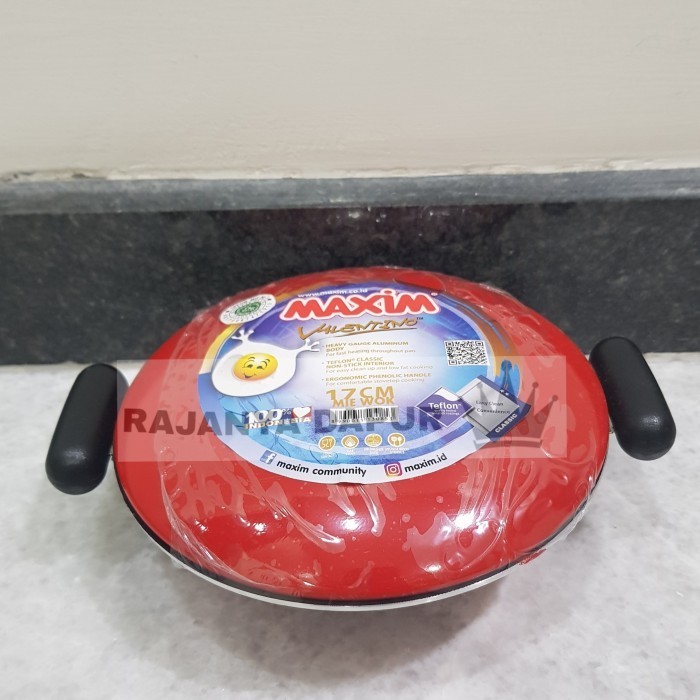 Maxim Valentino Teflon Mie Wok - Wajan Mie - Serabi 17 Cm + Tutup