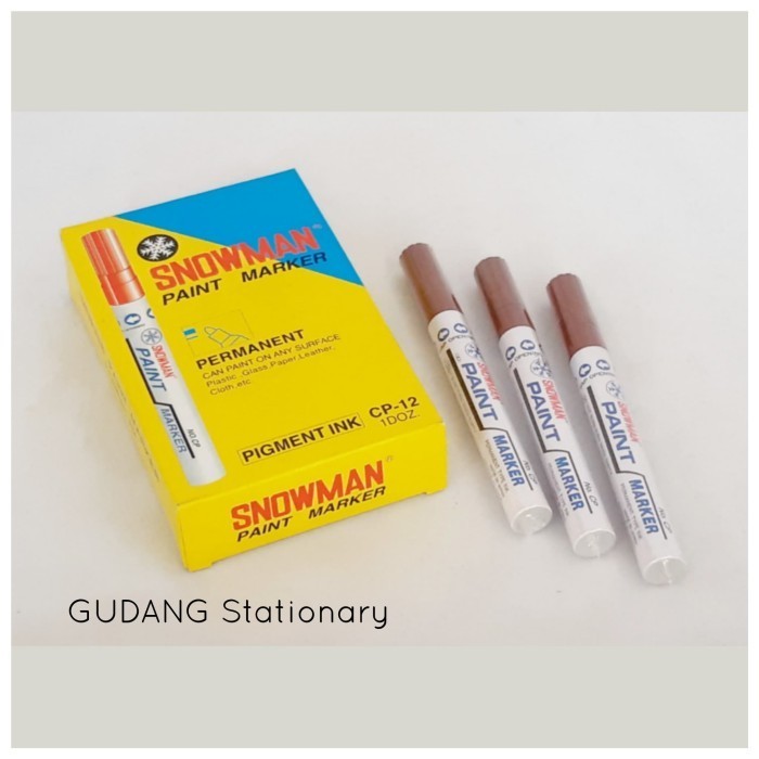 

Spidol Permanent Paint Marker Snowman Cokelat isi 12 pcs