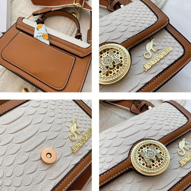 Tas import Wanita Kulit Croco Branded Handbag Selempang Pesta Mewah