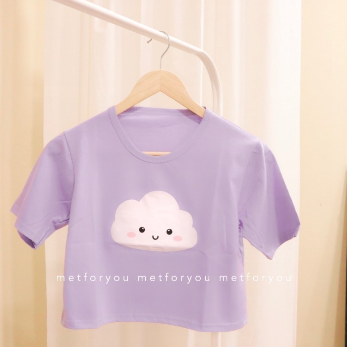 CROP TOP KOREA STYLE KAOS CROP TOP WANITA - LILAC EDITION