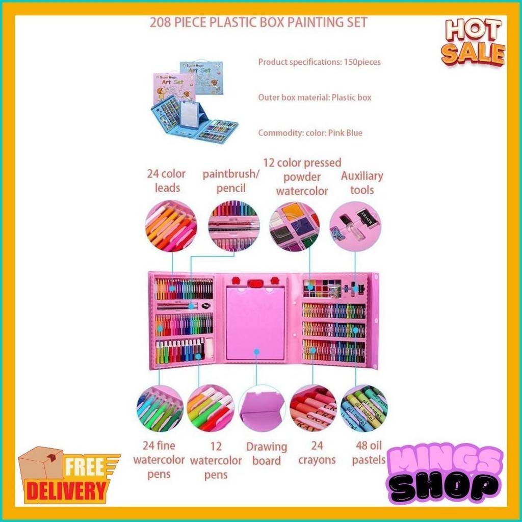 

Alat Lukis Set Super Mega Art 208 Pcs Crayon Oil Paste Pensil Warna Pensil Warna Cair Anak Mewarnai (6.6)