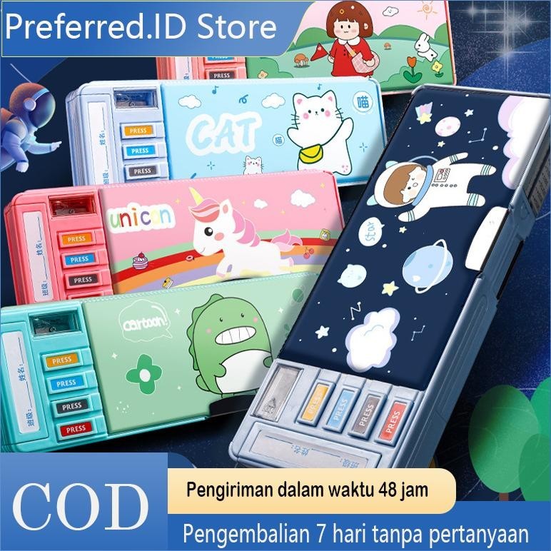 

Flashsale Tempat Pensil Multifungsi Motif Untuk Anak Kotak Pensil Pola Kartun Lapisan Ganda Dan Tunggal Dengan Rautan Kapasitas Sale