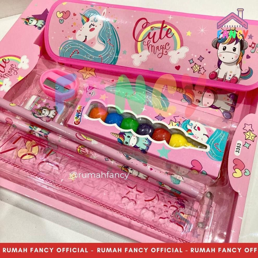 

Paket Alat Tulis/ Study Set Fancy Mika 3353 Melody / Unicorn / Kuromi / Tempat Pensil Set Crayon Oil Pastels Packing Box Mika (Murmer)