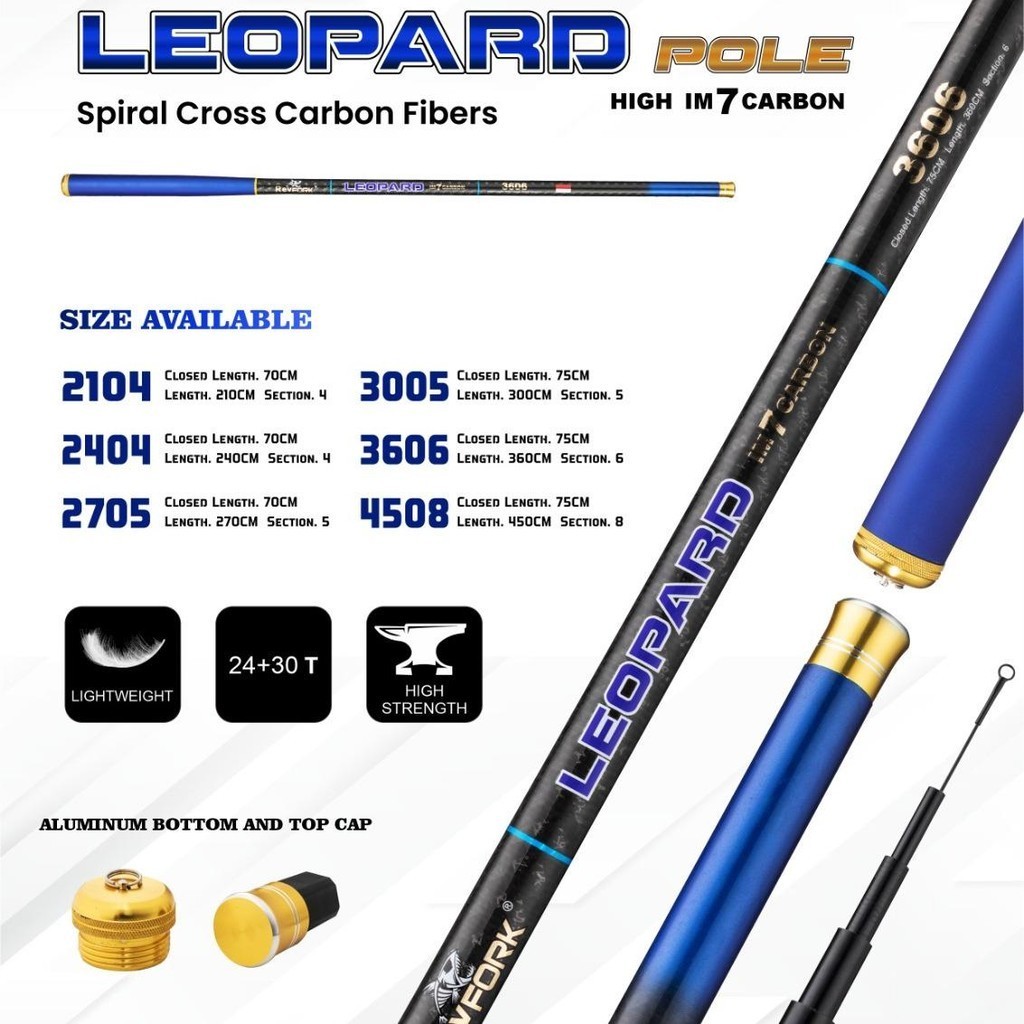 JORAN PANCING TEGEK POLE REVFORK LEOPARD 2104, 2404, 2705, 3005, 3606, 4508 | POLE IM7 CARBON | SPIR
