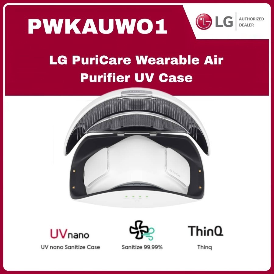 LG PWKAUWO1 PuriCare Wearable Air Purifier UV Case - Putih, 97x215x124mm