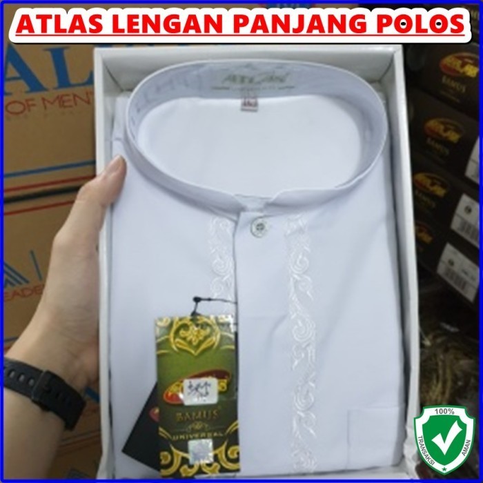 Baju Koko Pria Atlas Bamus Universal Lengan Panjang Polos Pak