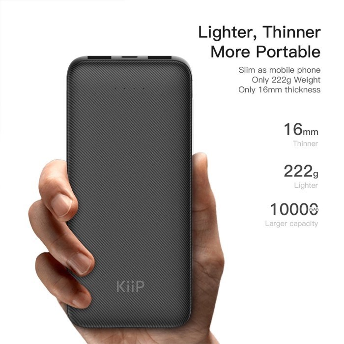 Kiip E33 Powerbank Slim 10000Mah Dual Output Usb Power Bank 10000 Mah
