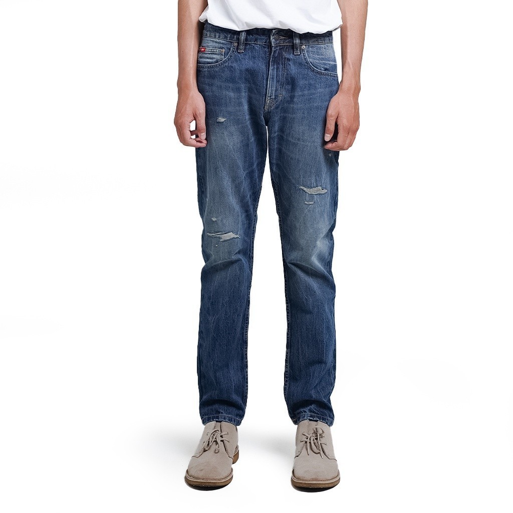 Lee Cooper Tapered Fit Jeans Arthur Ripped Medium Blue