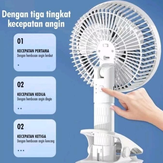 Kipas Angin Deskto Portable Mini Meja Traveling Jepit Putar Fleco F 22 HM