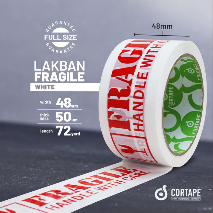 

Lakban FRAGILE PUTIH ISOLASI SOLATIP LAKBAN 48 MM X72 YARD / SELOP