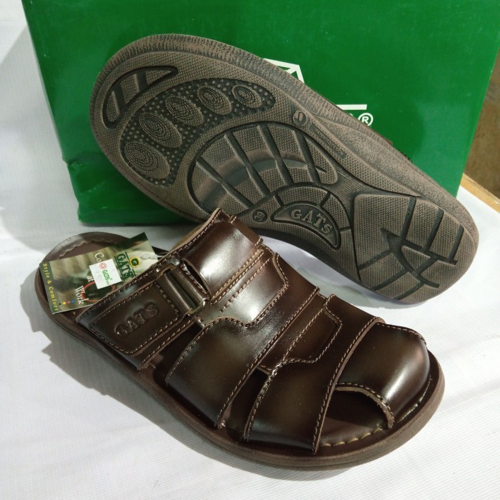 Sepatu Slop Kulit Pria Coklat Gats Hg-061