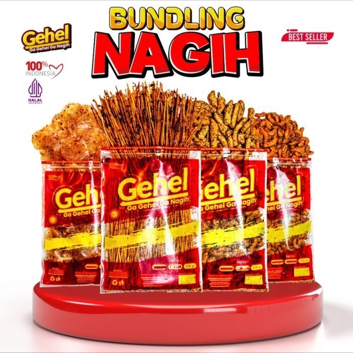 

BERKUALITAS Gehel Paket Bundling Nagih -Cemilan Mie Lidi,Kripca,Basreng,Makaroni