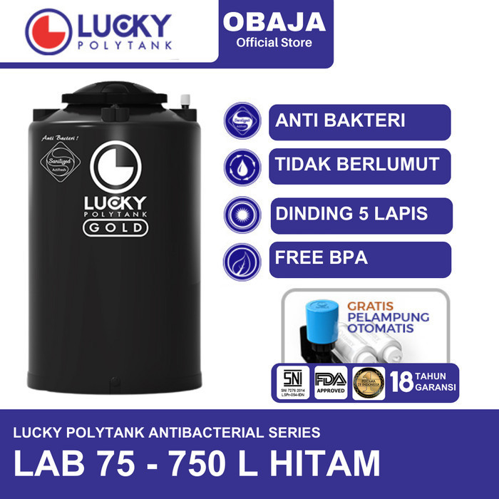 Lucky Polytank Toren / Tandon Air LAB 75 Lucky Polytank Hitam