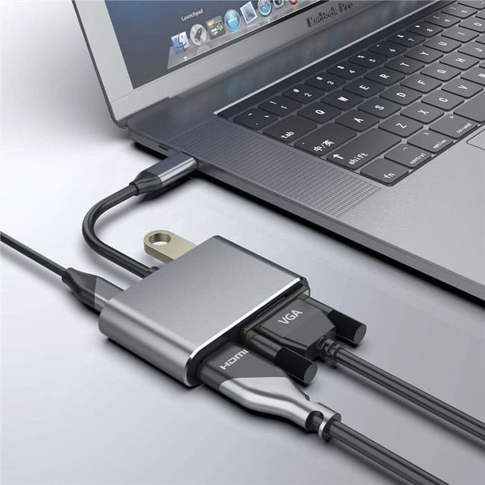 KONEKTOR NEW MACBOOK KE PROYEKTOR USB TYPE C VGA HDMI USB CHARGING