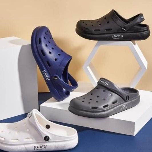 Sandal Kodok Luofu Baim Karet Nyaman Elastis Empuk Pria