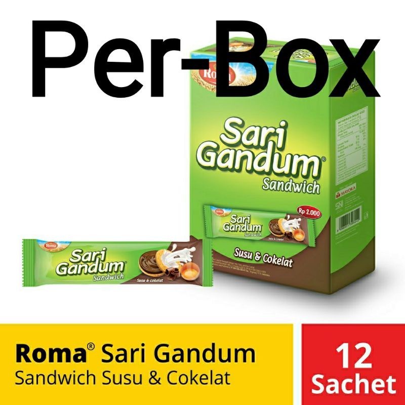 

Roma Sari Gandum Sandwich Susu & Coklat isi 12 sachet Perbox