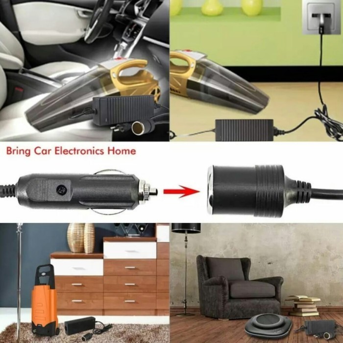 Adaptor Ac Ke Dc Pompa Ban Mobil 10 Ampere Adaptor Vacum Cleaner Mobil