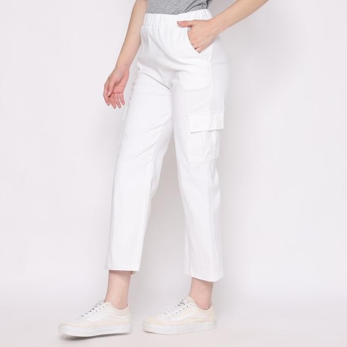 duapola Celana Panjang Wanita Cargo Kulot 28878 - Putih