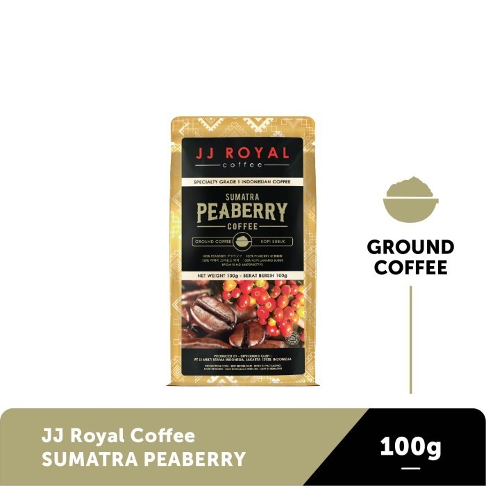 

Jj Royal Coffee Peaberry Sumatra Ground (Kopi Bubuk) Bag 100Gr
