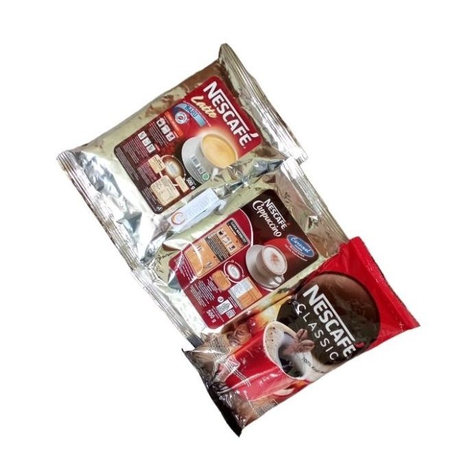 

Nescafe Latte 500G + Cappuccino Cappucino Caramel 500G + Classic 120G