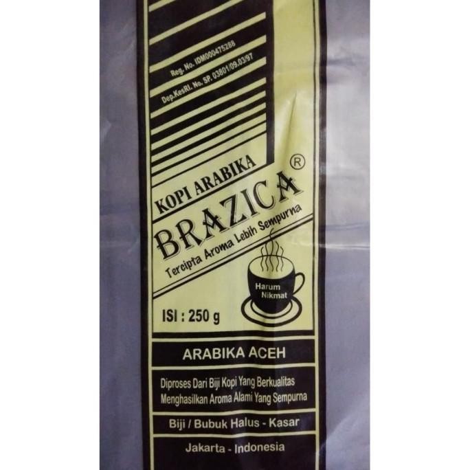 

Kopi Bubuk Arabika Aceh 250 Gram Merek Brazica " Super Quality