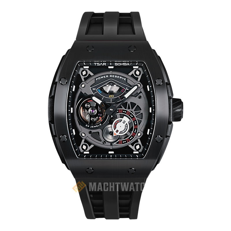 Jam Tangan Pria Tsar Bomba Elemental TB8210A-04 Automatic Black Dial Black Rubber Strap