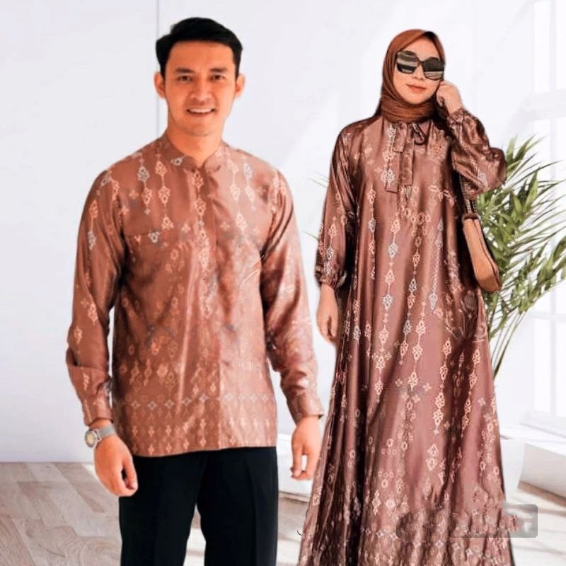 Atasan Batik gamis couple pasangan baju baju lebaran 2024 baju couple pasangan kondangan baju batik