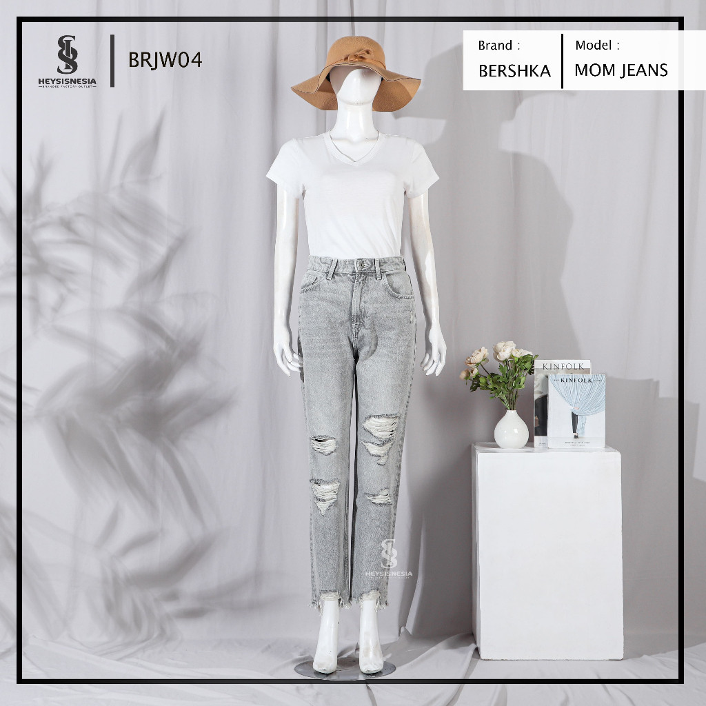 Ripped Jenas Wanita HEYSISNESIA BERSHKA MOM JEANS FOR WOMAN RIPPED JEANS HIGHWAIST JEANS BOYFRIEND