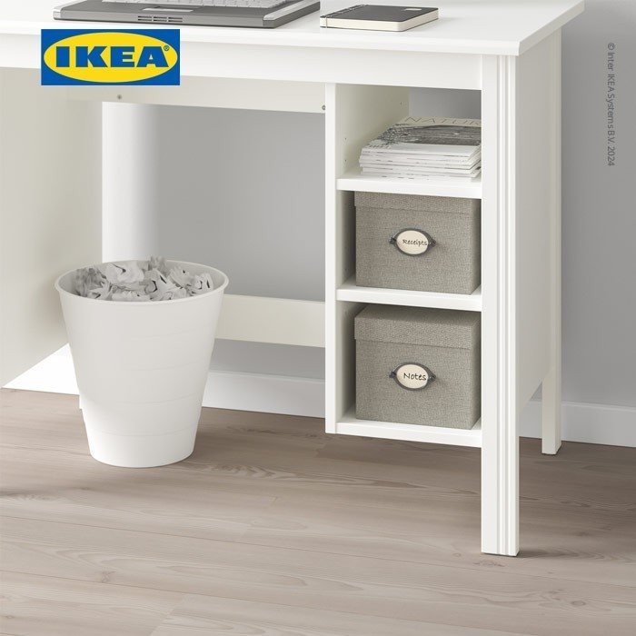 Ikea Brusali Meja Kerja / Belajar Dengan Laci Putih 90X52 Cm