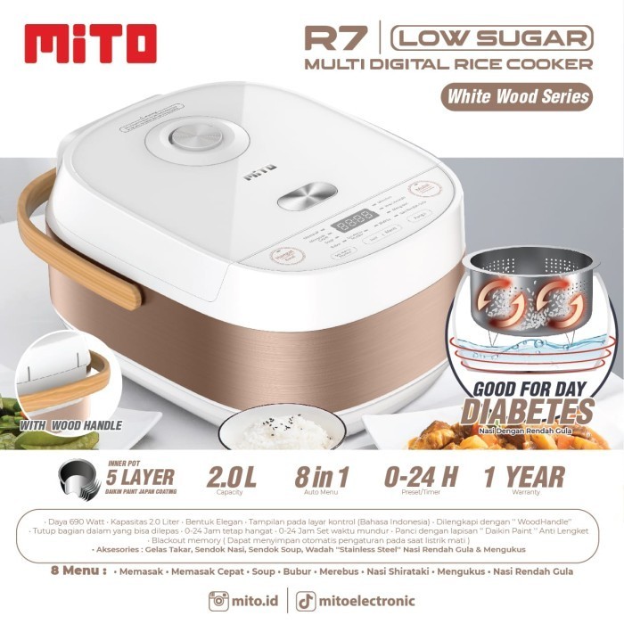 Digital Rice Cooker Mito R-7 Glow 8 In 1