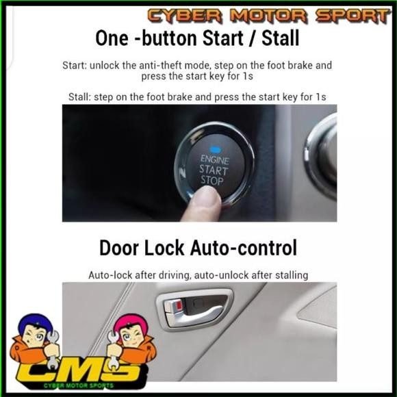 Alarm Mobil Rfid Plus Start Stop Engine Button Remot Keyless Entry