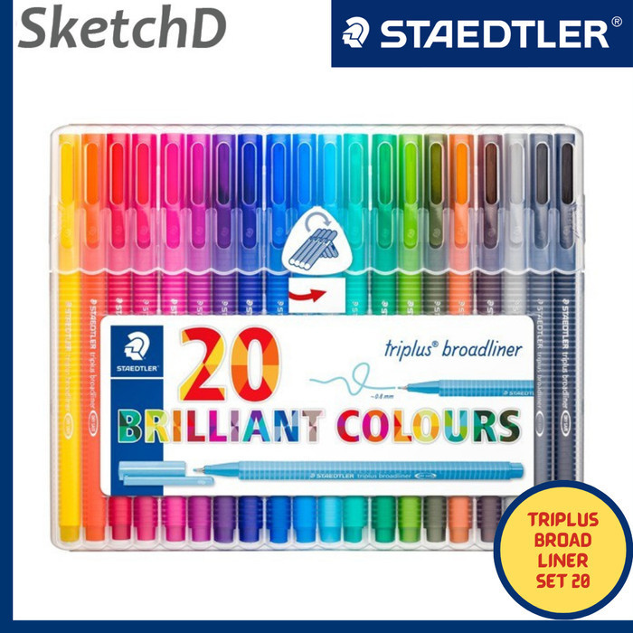 

Sarila Pena Triplus Color Broadliner Staedtler Spidol Marker 0.8 Mm Set 20
