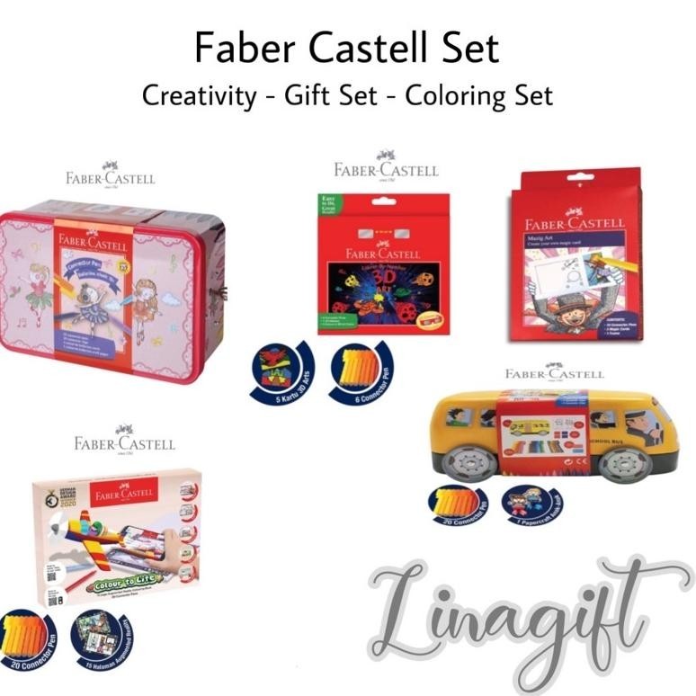 

Tg-342 Faber Castell Gift Set - Colour To Life Colouring Book - Castell Magiz Art - Connector Pens Ballerina - School Bus Can - Colouring Book Viral