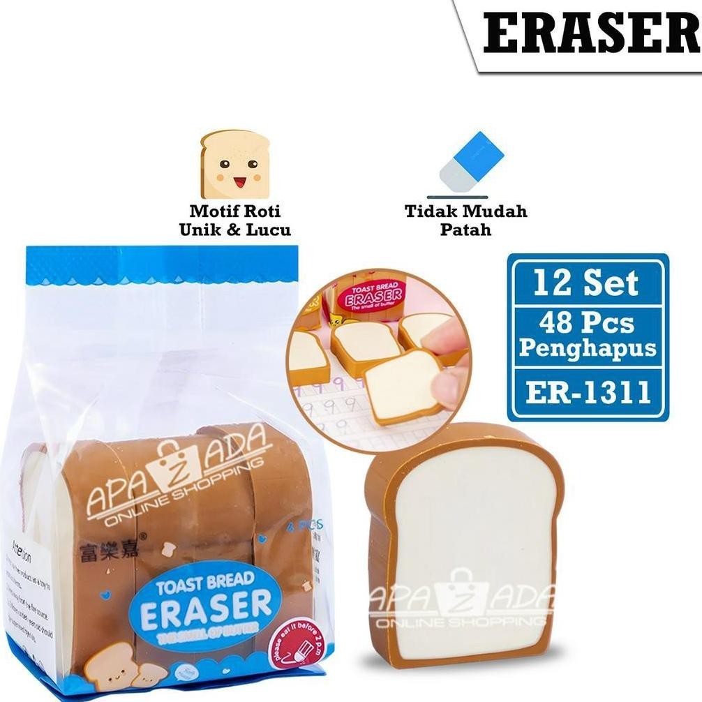 

Fuz-611 Apazada - Penghapus Pensil Murah [1 Pack - 12 Set Penghapus] / Hapusan Toast Bread / Eraser Pensil Er-1311 Viral
