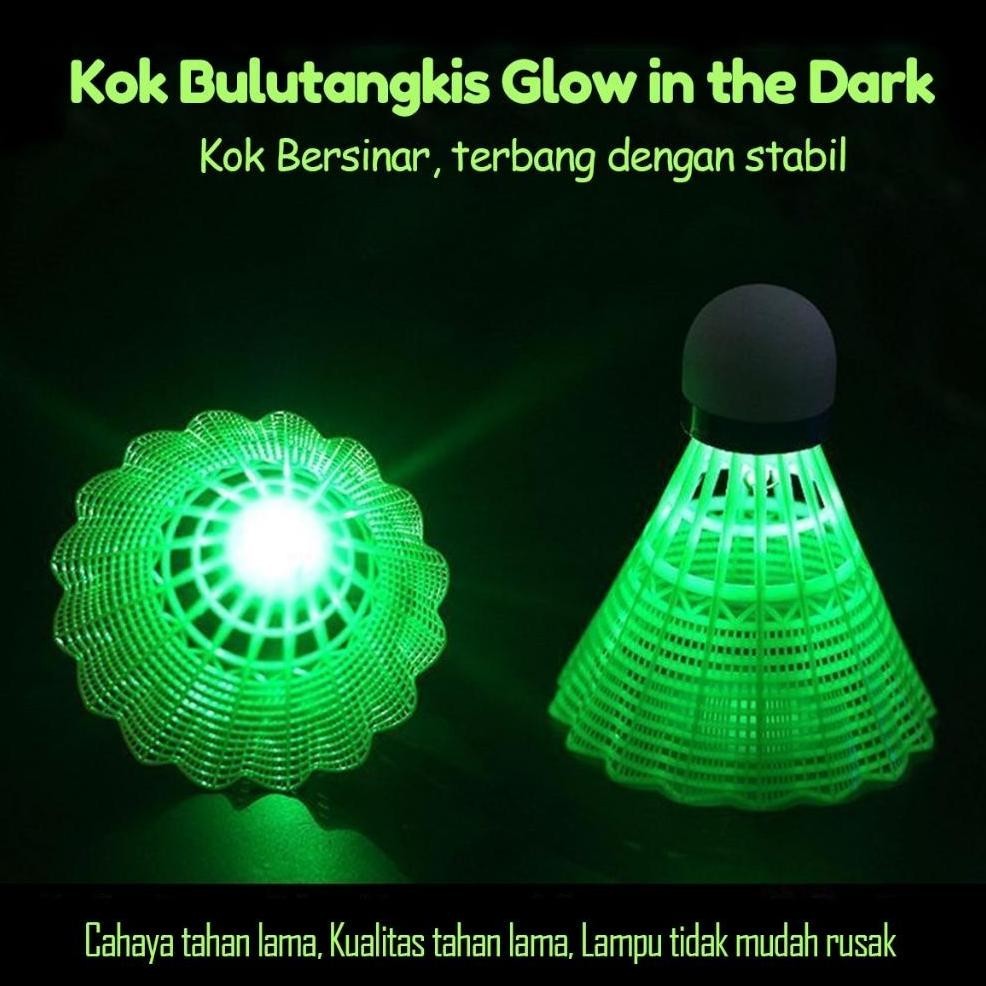 Flash Sale Tutu Kok Bulu Tangkis/Kok Badminton Isi 4 Pcs Bercahaya Dengan Lampu Led/Synthetic Shuttl