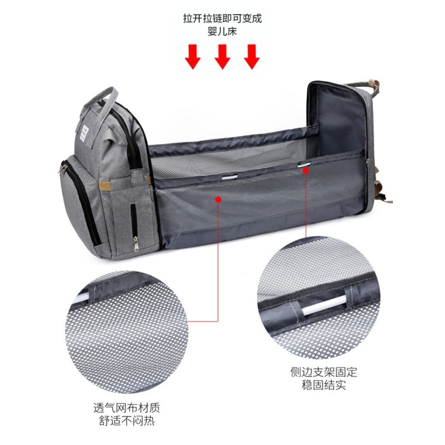 

Tas Bayi Multifungsi Tempat Tidur Lipat Baby Diapers Bag Perawatan Tas