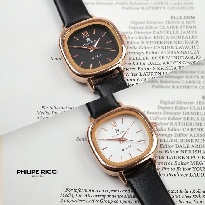 

Philipe Ricci Jam Tangan Wanita Kulit Korea Kotak Kecil Simple Hitam 7474 Women Watches Original