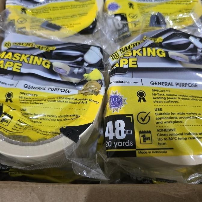 

HARGA DISC - Masking tape/Lakban kertas Nachi 2inch 48mm x 18mtr (min 1dus =48roll)
