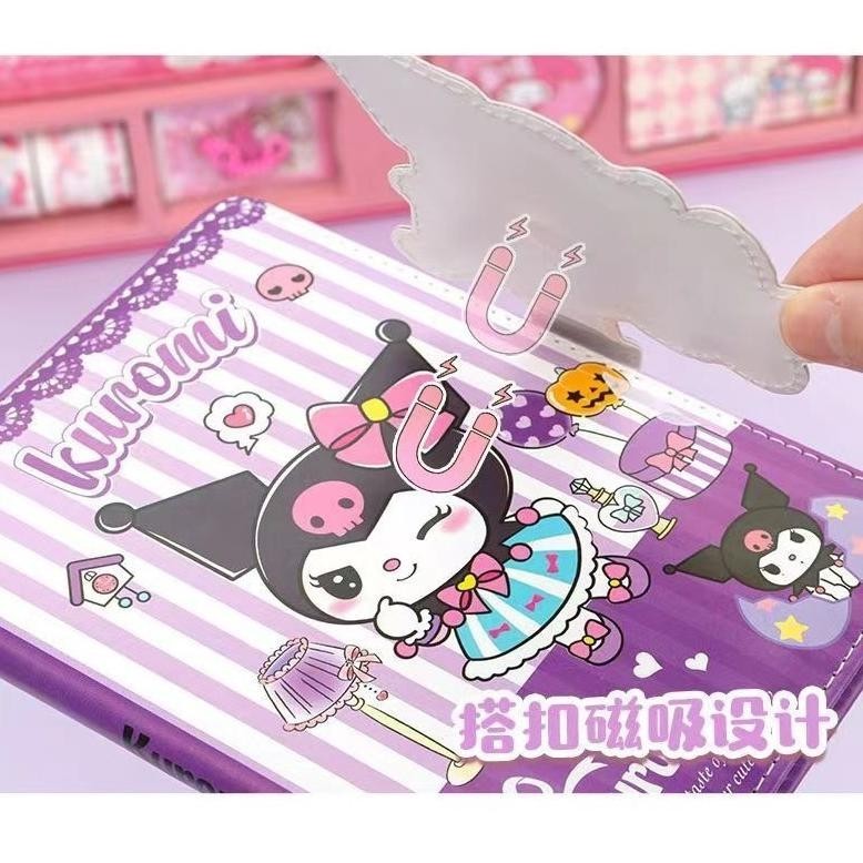 

CODSANRIO 9 IN 1 Gift box Alat Tulis Set Diary Stiker Dekorasi KUROMI MELODY Badge hadiah pelajar hadiah anak perempuan