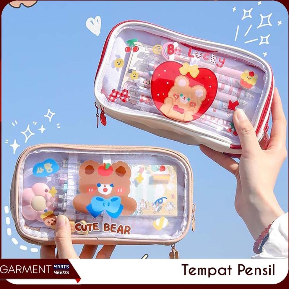 

uj-53 LNCIPNCL - Kotak Pencil Anak Tempat Pouch Transparan Bahan Pvc Motif Kartun Lucu Serbaguna Premium