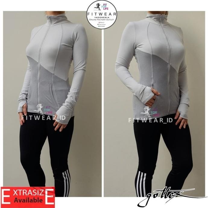 Jacket olahraga wanita (Fitness, Yoga, Zumba) gottex zip-up [grey]