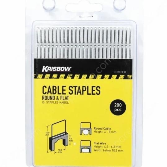 

Krisbow Set Isi Staples Kabel 200 Pcs Round And Flat Cable Staples